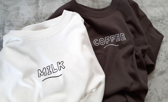 MILK COFFEE Tシャツ ユニセックス ペアコーデ ギフト オーバーサイズ 1枚目の画像