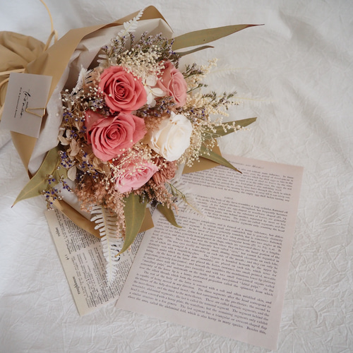 大人可愛いピンク プリザーブドフラワーの花束 bouquet プリザーブド