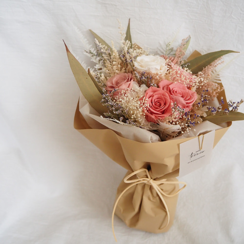 大人可愛いピンク プリザーブドフラワーの花束 bouquet プリザーブド