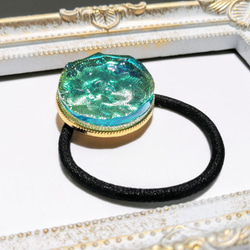 ターコイズブルーの海のヘアゴム /レジン / 波 / 水面 ヘアゴム 華昇