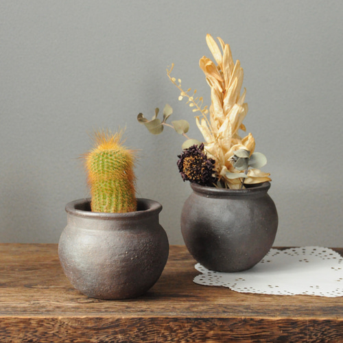 受け皿付き＊ミニ壺植木鉢 その他インテリア雑貨 すみれ作陶室 通販