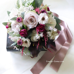 造花ブーケ『カラーとくすみピンクのバラのブーケ・花束風』アーティフィシャルフラワー 4枚目の画像
