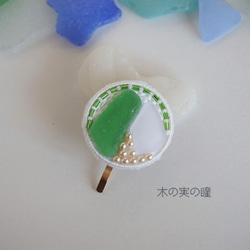 【一点物】シーグラスのポニーフック（緑） 1枚目の画像