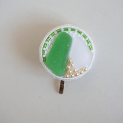 【一点物】シーグラスのポニーフック（緑） 2枚目の画像