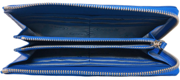 牛革ストライプ長財布（ブルー） 6枚目の画像