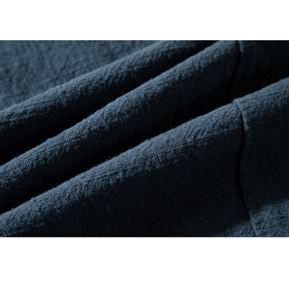 裾ゴムワイドパンツ　中厚砂洗い綿麻ロングパンツ　ウエストゴム　ゆとりパンツ　ネイビーS&M＆L＃L044NV 9枚目の画像
