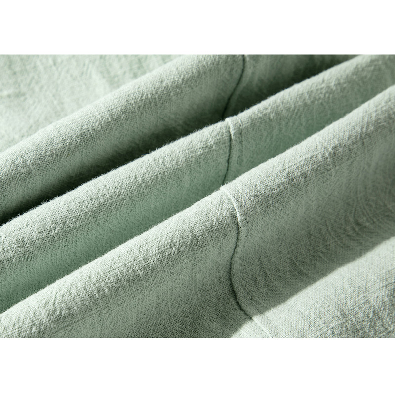 裾ゴムワイドパンツ　中厚砂洗い綿麻ロングパンツ　ウエストゴム　ゆとりパンツ　ミントS&M＆L＃L044MT