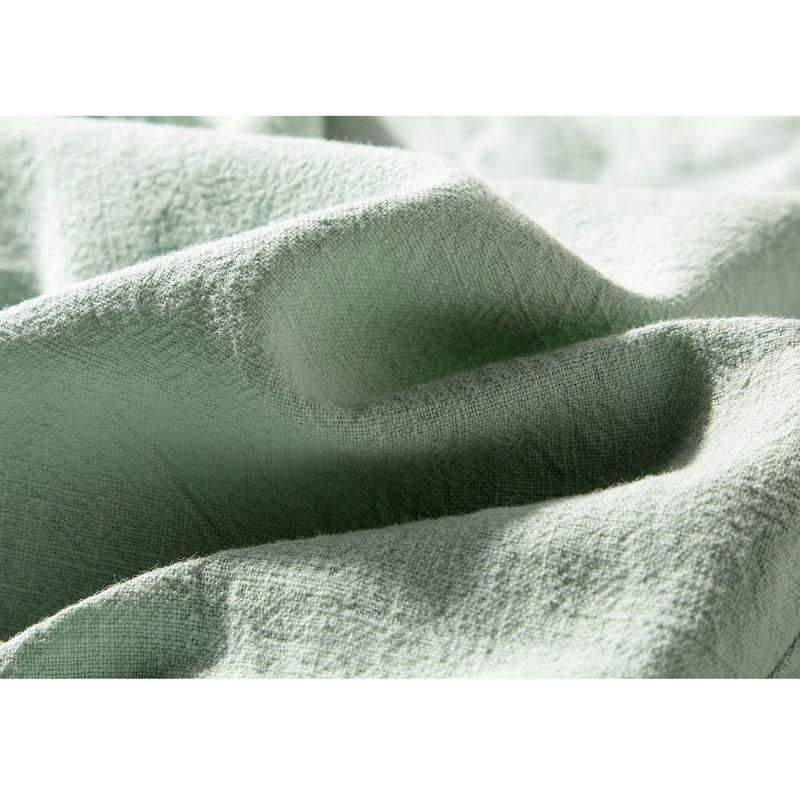 裾ゴムワイドパンツ　中厚砂洗い綿麻ロングパンツ　ウエストゴム　ゆとりパンツ　ミントS&M＆L＃L044MT