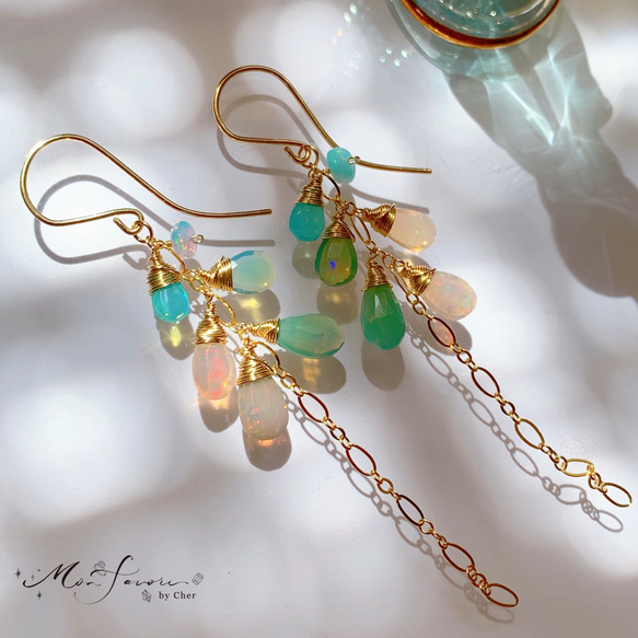 14kgf海カラーオパールサイズ&カラーグラデーションピアス