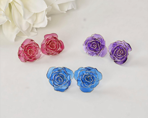 透明感が儚い 薔薇のクラシカルM - classical M-size Roses- ピアス
