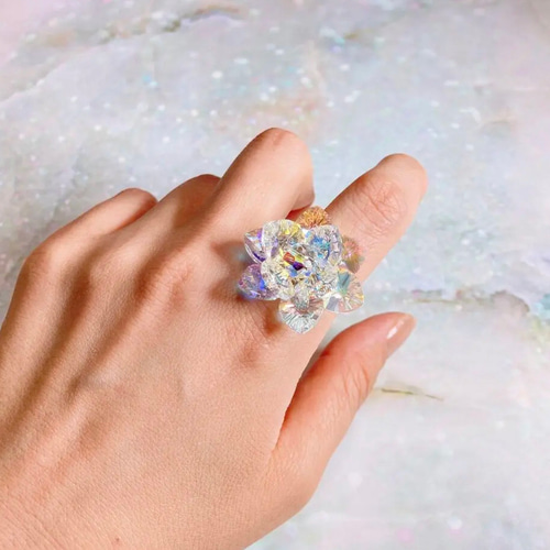 クリスタルオーロラ～幻の光の華 ビジューリング 指輪・リング