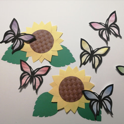 ヒマワリ　6枚セット　壁面飾り　イベント　壁飾り　７月　８月　蝶 5枚目の画像
