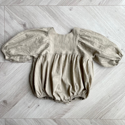 puffed sleeves romper／カラミ織のパフスリーブロンパース／出産祝い 4枚目の画像