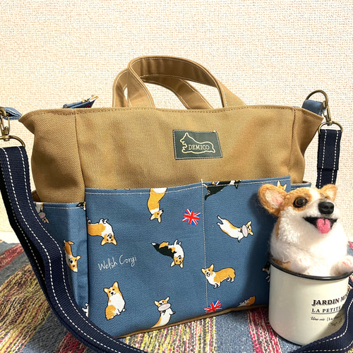 サマーセール ミニグランド バンドル 2wayバッグ コーギー柄2WAYトートバック DEMICO 14382406 通販 トートバッグ