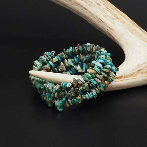 CB-19 ターコイズ メモリーワイヤーブレスレット 3連 内径約17cm