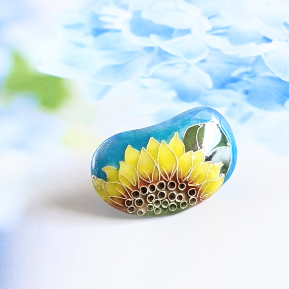 Creema限定』ひまわり｜向日葵の花-04【有線七宝、ブローチ