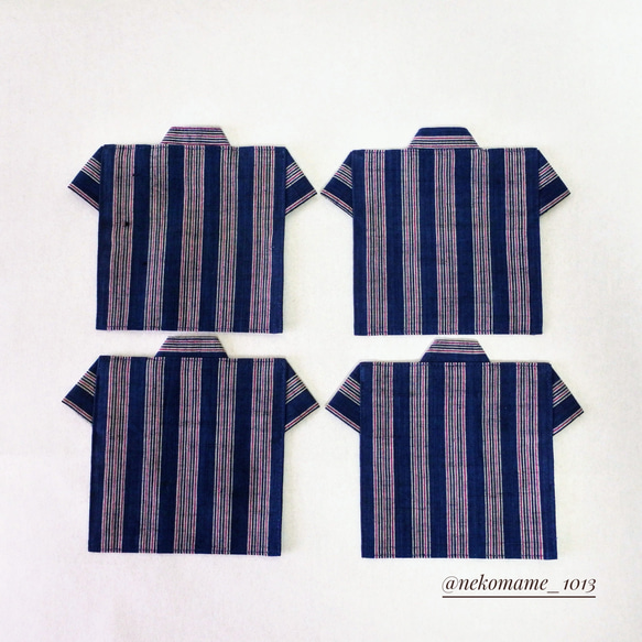 着物リメイク　シャツ型のコースター 4枚目の画像