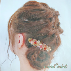 *レジン　ヘアクリップ*　クリア　お花畑大きめピンク　ハンドメイド 4枚目の画像