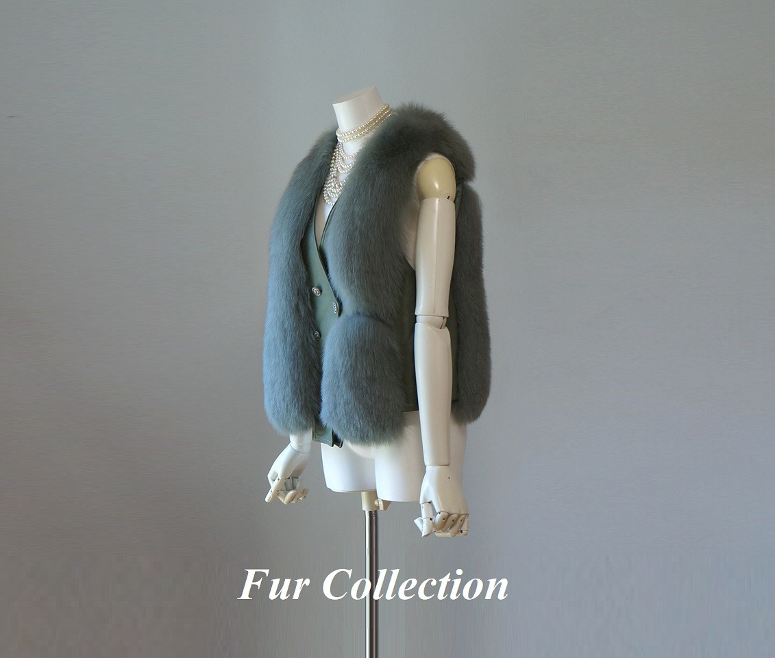 ボリュームがあるのに軽い着心地☆大人かわいいフォックスファーベスト　新品処分毛皮ベストジレレディースベスト 冬ベスト