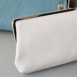 送料無料 イタリアンシボ がま口 長財布 ロングウォレット 軽量 国産 牛革 大容量 ホワイトベージュ 3枚目の画像