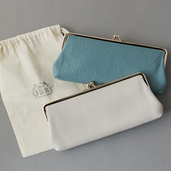 送料無料 イタリアンシボ がま口 長財布 ロングウォレット 軽量 国産 牛革 大容量 ホワイトベージュ 10枚目の画像