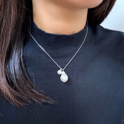 drop＆mini perl necklace（silver） 3枚目の画像