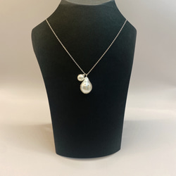 drop＆mini perl necklace（silver） 2枚目の画像