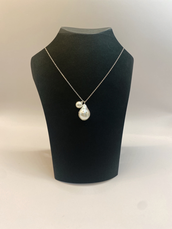 drop＆mini perl necklace（silver） 2枚目の画像