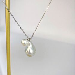 drop＆mini perl necklace（silver） 1枚目の画像