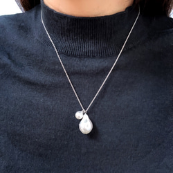 drop＆mini perl necklace（silver） 4枚目の画像