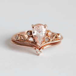 ダイヤモンド&モルガナイト　Beautiful Vintage inspired rings 2リングセット 指輪 4枚目の画像