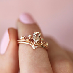 ダイヤモンド&モルガナイト　Beautiful Vintage inspired rings 2リングセット 指輪 1枚目の画像
