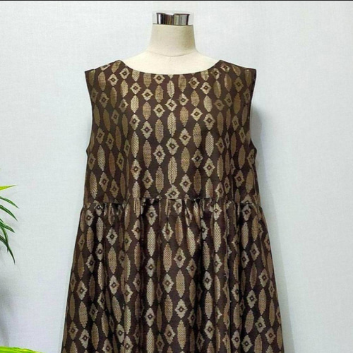 アンティーク大島紬 着物リメイク ロングワンピース ジャンパー