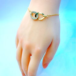 crystal＆metal double ring bracelet（gold） 3枚目の画像