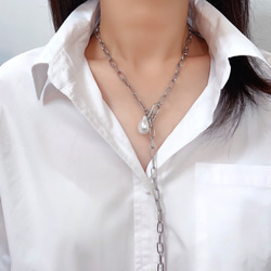 ellipse&drop perl necklace（silver） 5枚目の画像