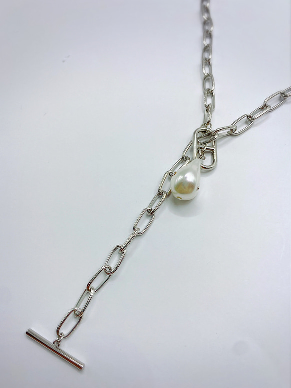 ellipse&drop perl necklace（silver） 3枚目の画像