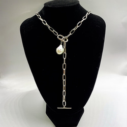 ellipse&drop perl necklace（silver） 6枚目の画像