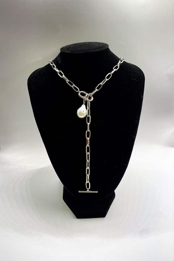 ellipse&drop perl necklace（silver） 6枚目の画像