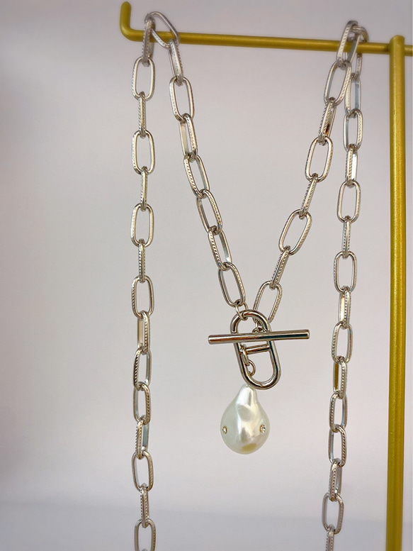 ellipse&drop perl necklace（silver） 1枚目の画像