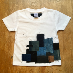【SALE】【BOX入り】ビンテージ藍染襤褸 パッチワーク Tシャツ for kids size100 002 2枚目の画像