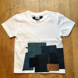 【SALE】【BOX入り】ビンテージ藍染襤褸 パッチワーク Tシャツ for kids size120 001 2枚目の画像