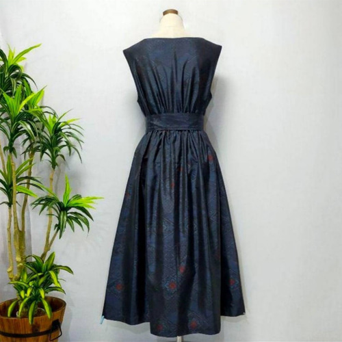 アンティーク大島紬 着物リメイク ロングワンピース ジャンパー