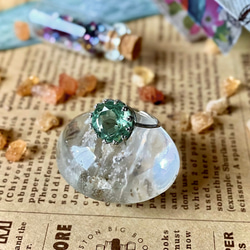 フローライトインクォーツ シルバーリング フローライトインクォーツと星猫リング silver925 | atelier-ci-pu