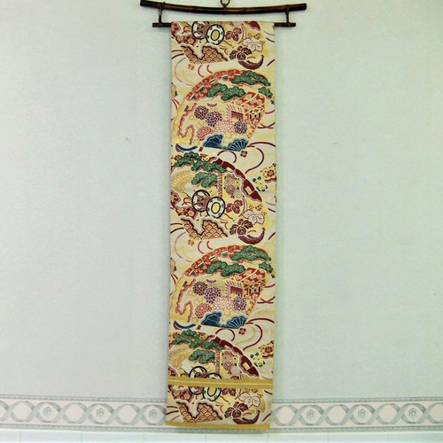 16)1550】198cm/タペストリー等/昭和初期の帯リメイク