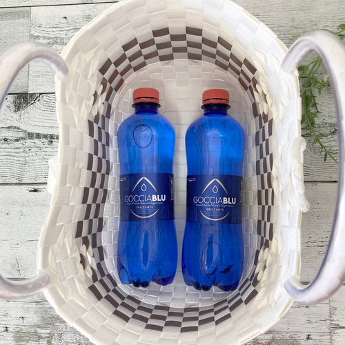 プラカゴバッグ Mサイズ セピア×ホワイト 花柄 プラかご プラカゴ pp