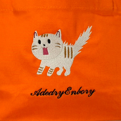 【送料無料】驚き猫の刺繍 キャンバスデイリーミニトートバッグ エコバッグ お散歩バッグ 6枚目の画像