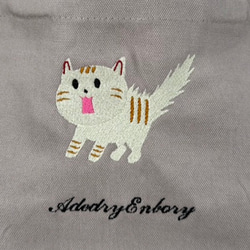 【送料無料】驚き猫の刺繍 キャンバスデイリーミニトートバッグ エコバッグ お散歩バッグ 8枚目の画像