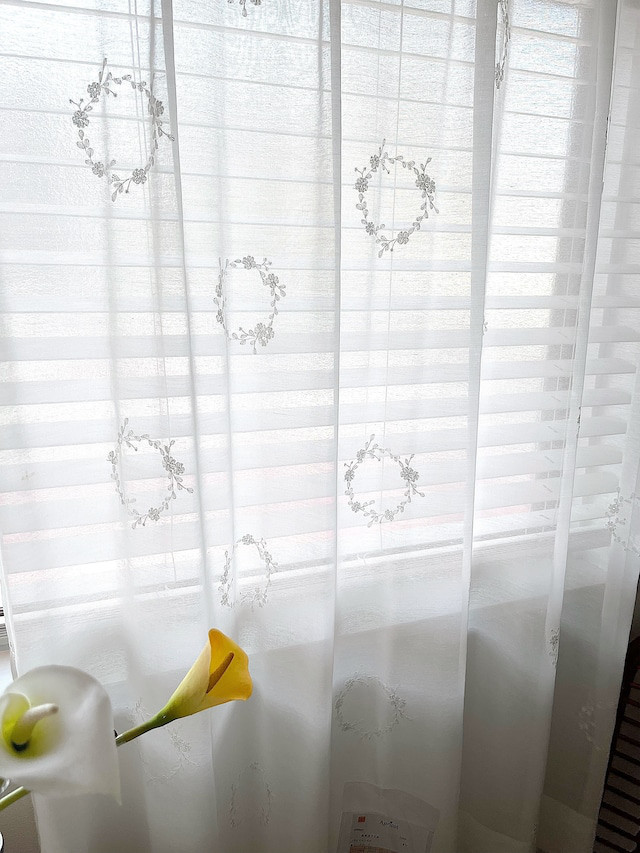 オーダーカーテン　刺繍レースカーテン　１枚　片開き　巾100㎝まで