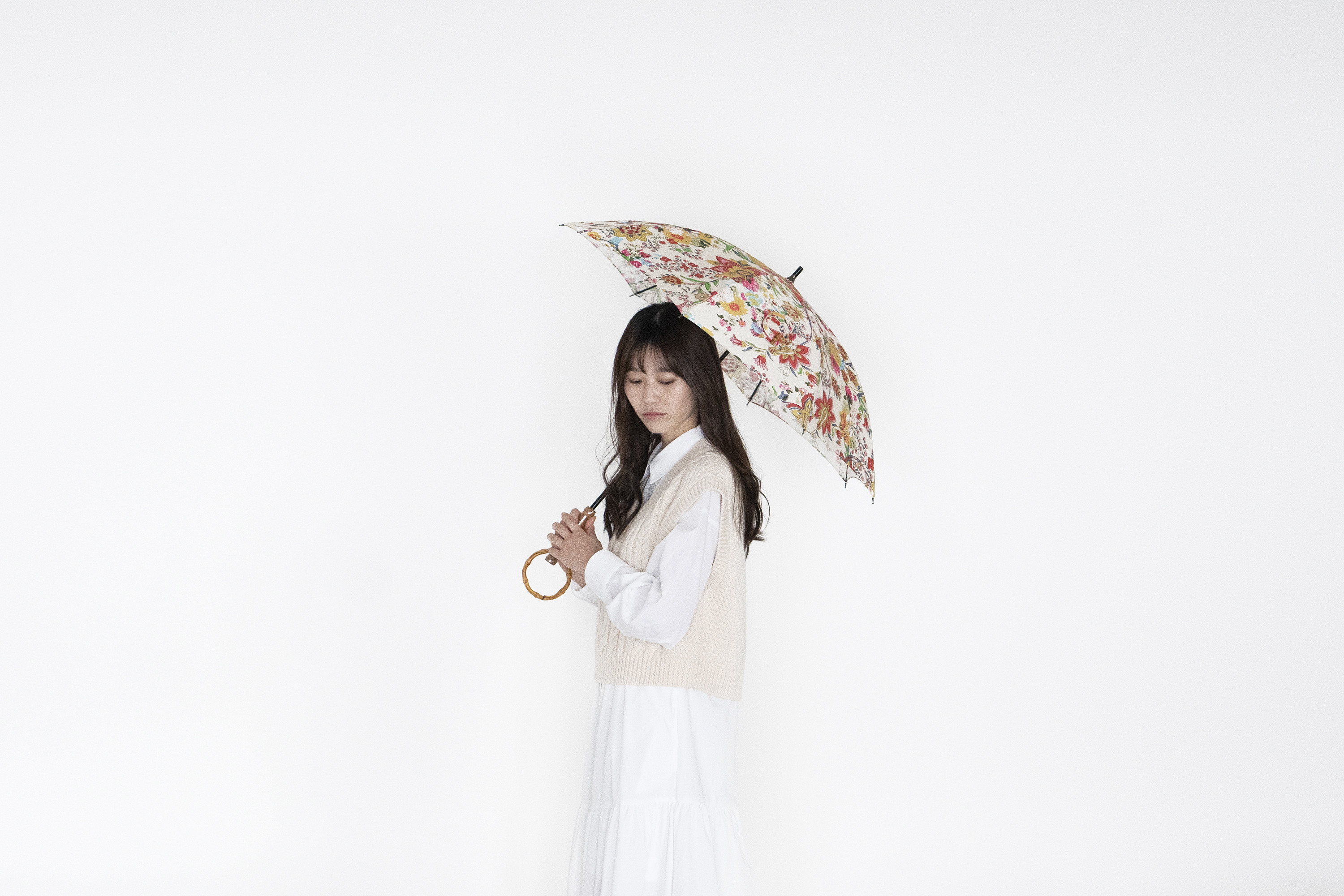 日傘(晴雨兼用)ーtribal danceショートタイプ、持ち手寒竹(短)