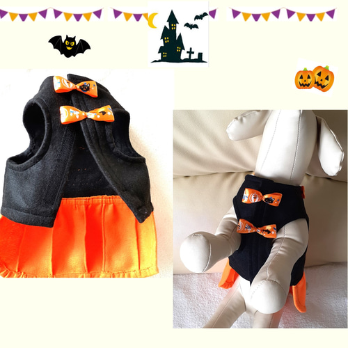 犬服 ハロウィンタンクトップ 黒／オレンジ 送料無料 kot01